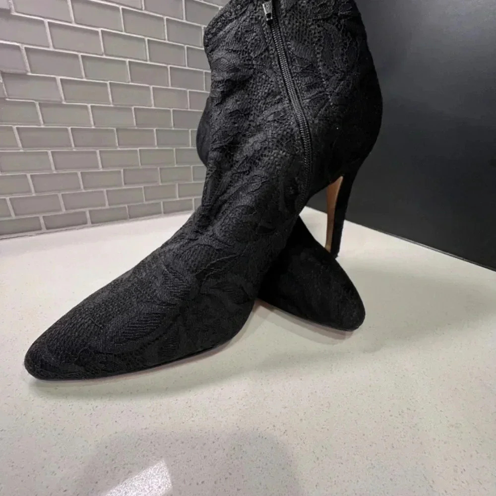 Antonio Milani Black Lace Boots Size 10 - Picture 5 of 10